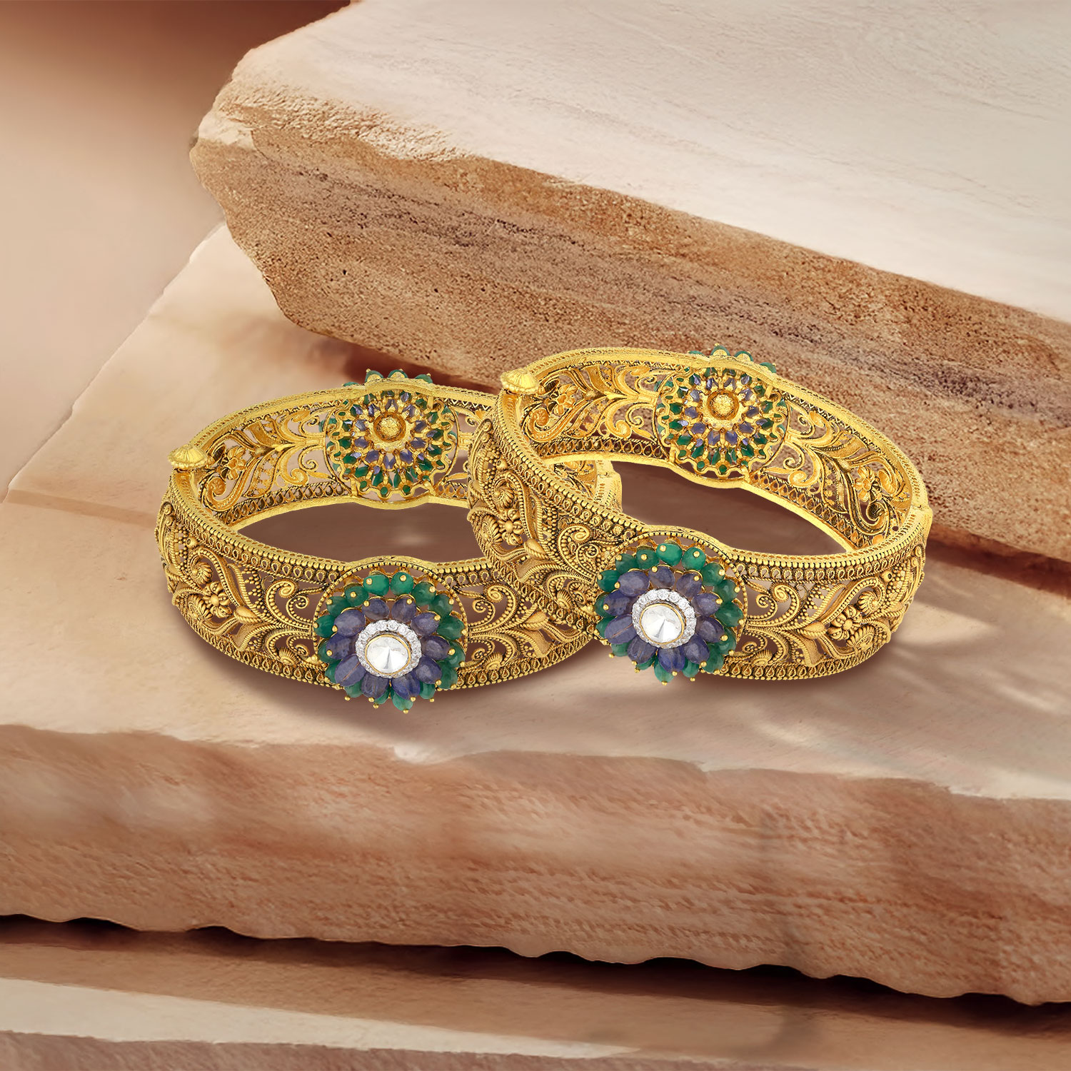 Gold Half Moon Bangle