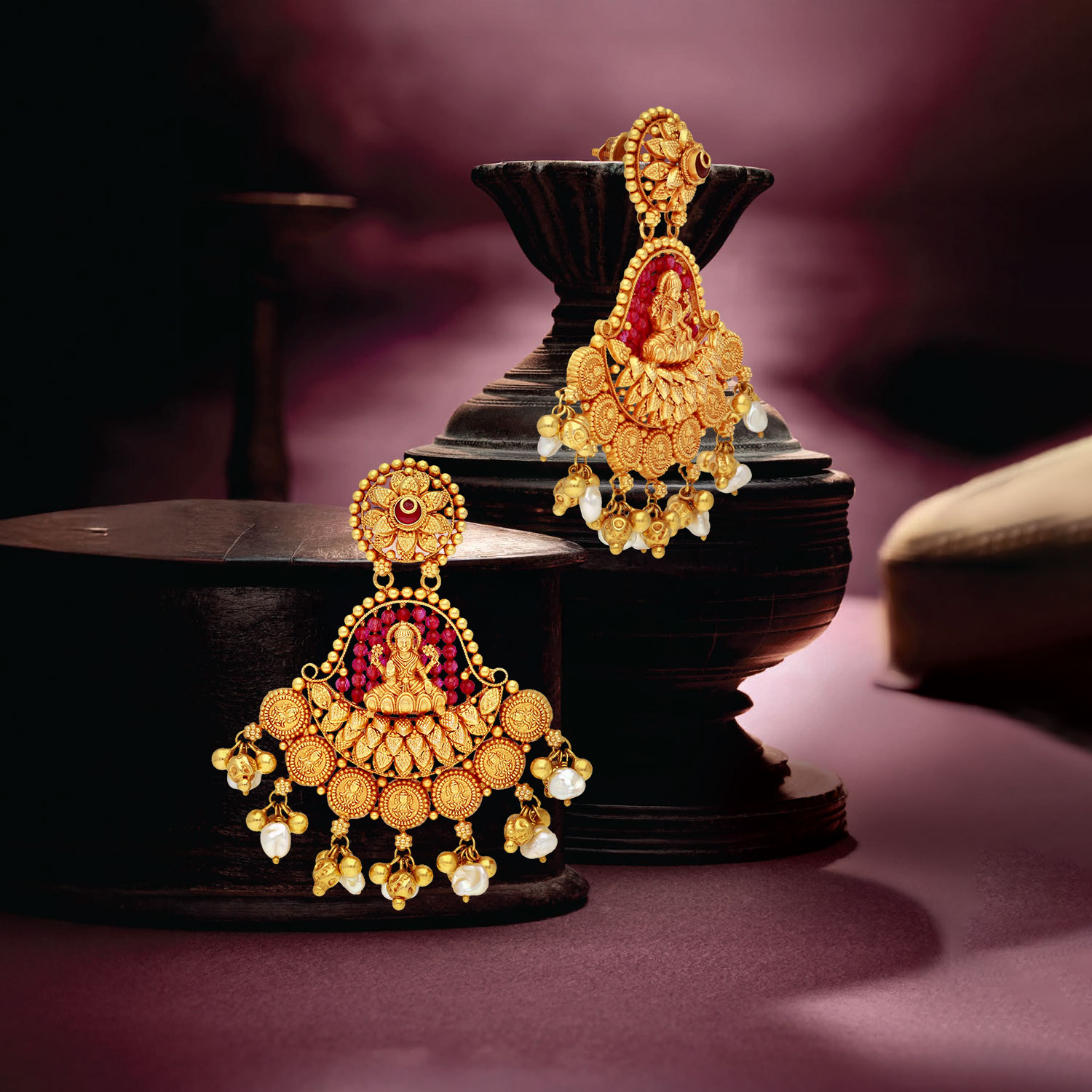 Gold Chandelier Necklace Earrings