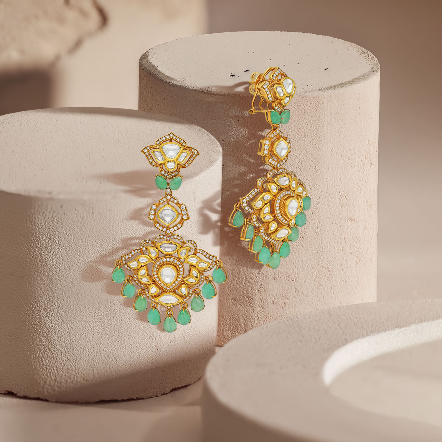 Gold Chandelier Necklace Earrings