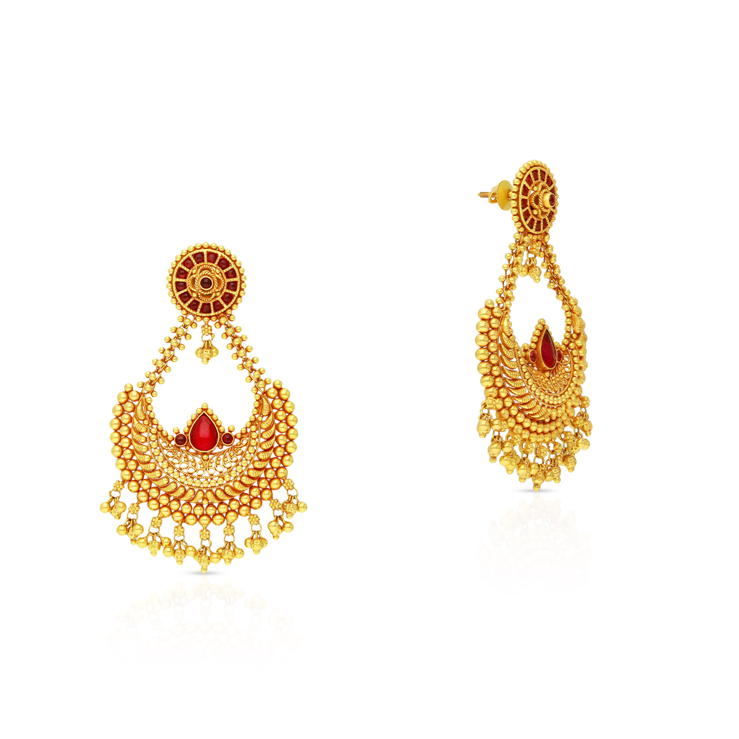 Gold Chandbali Necklace Earrings