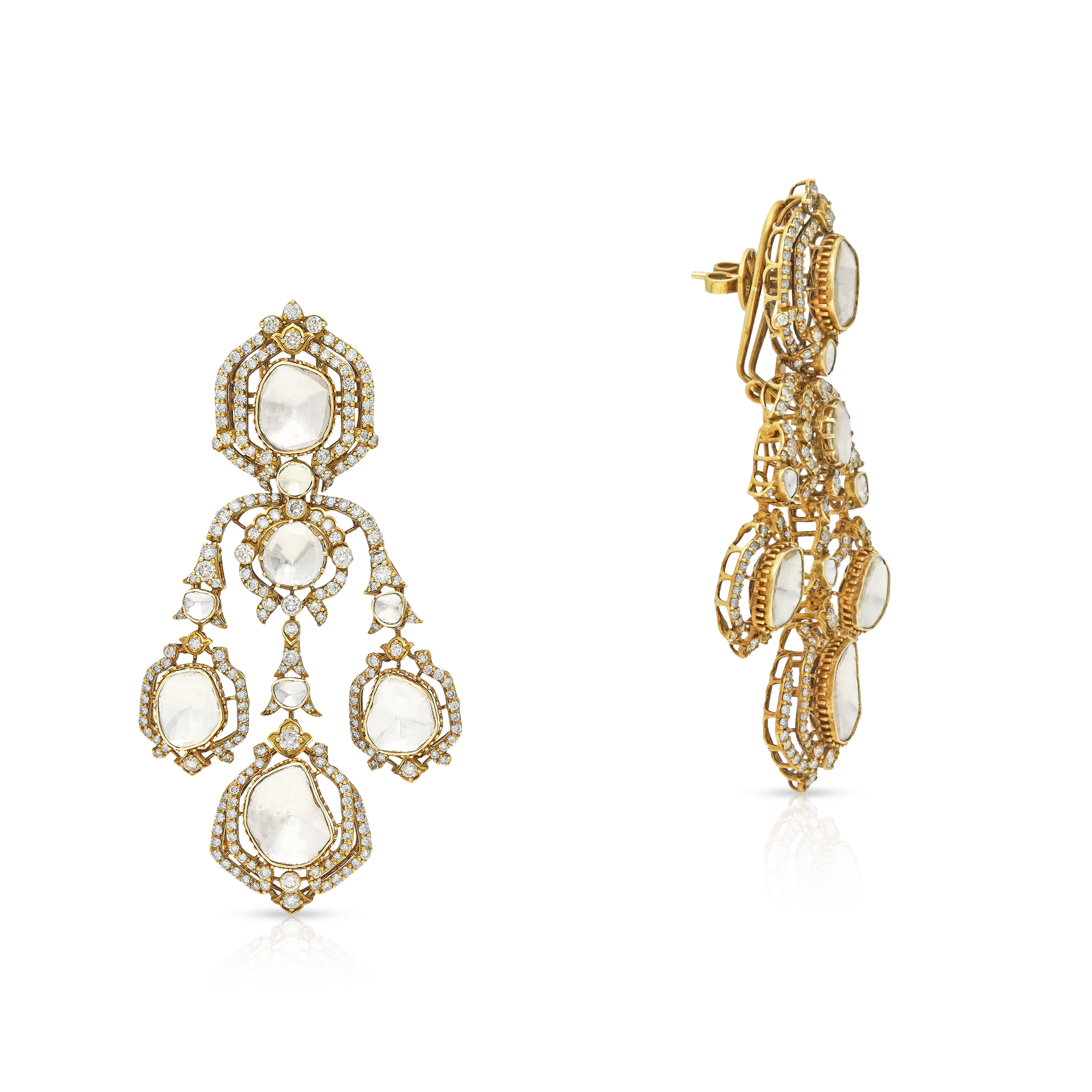 Gold Chandelier Necklace Earrings